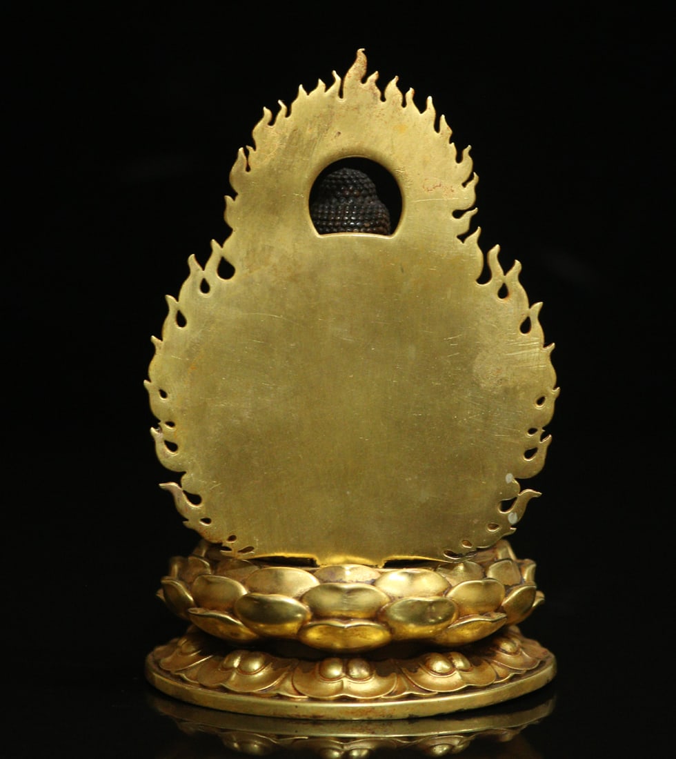 Old Chinese Gilt Gold Copper Buddha Statue - 3