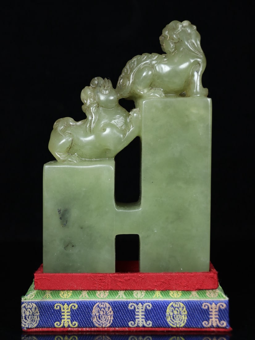 Vintage Chinese Shoushan Stone Seal Statue w Box - 4