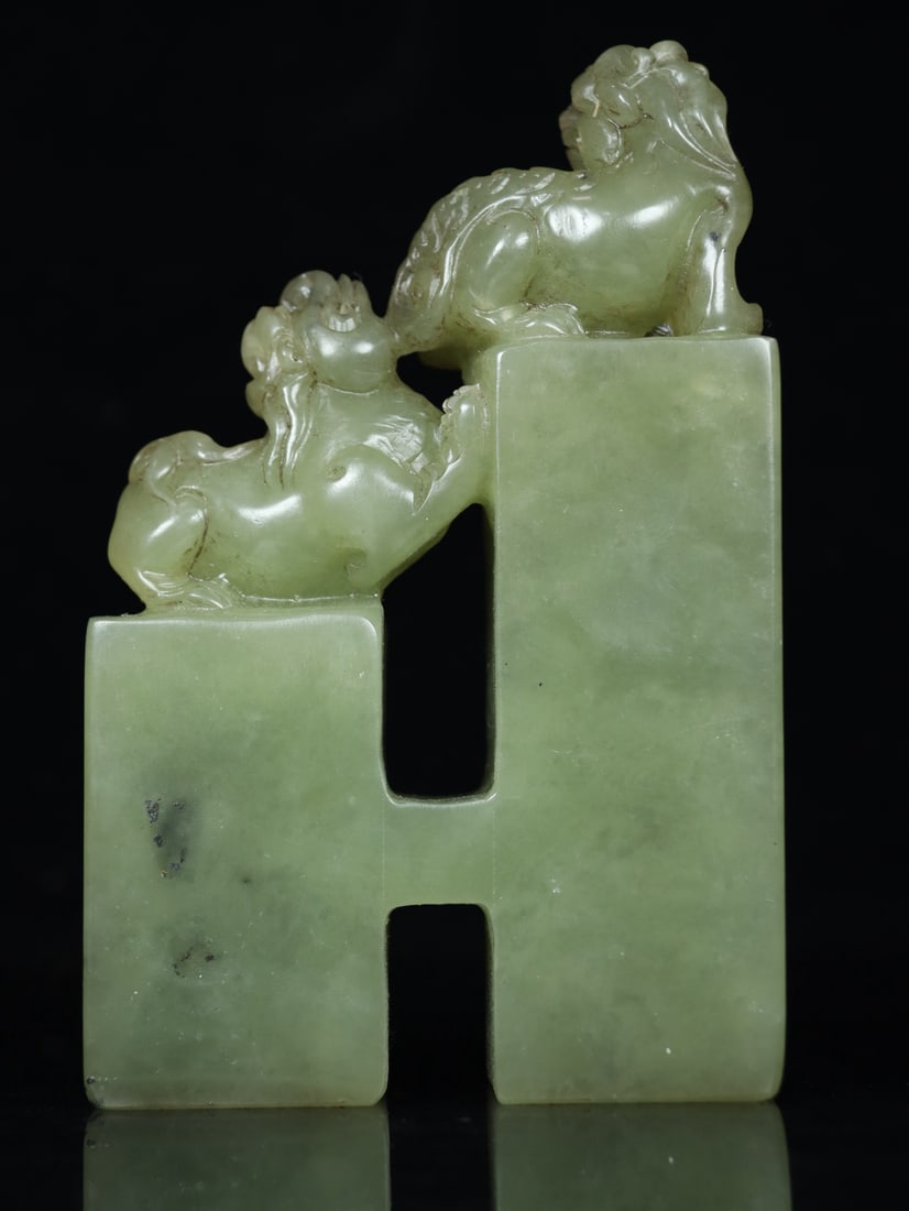 Vintage Chinese Shoushan Stone Seal Statue w Box - 7