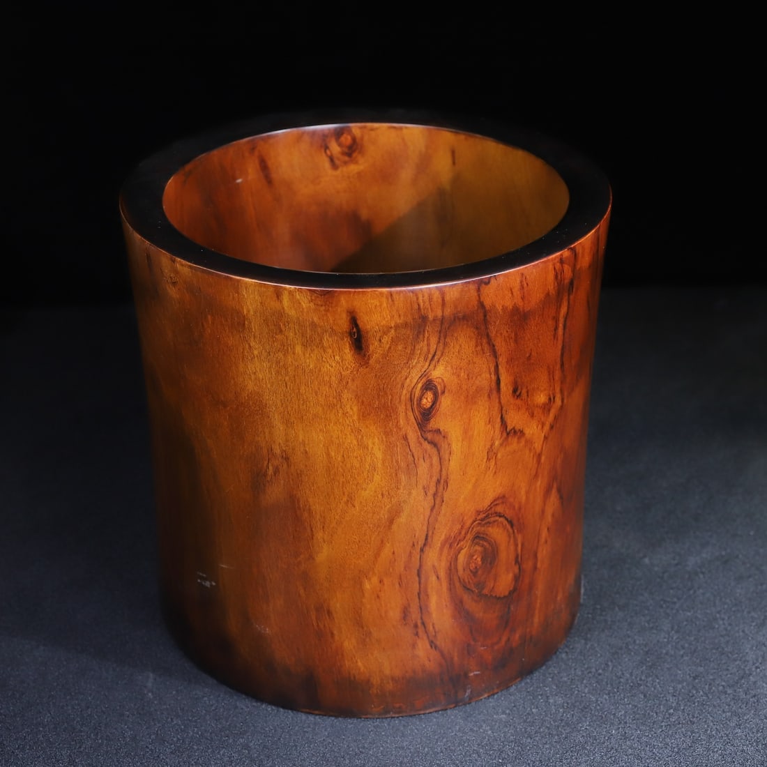 Old Chinese Huali Wood Brush Pot - 9