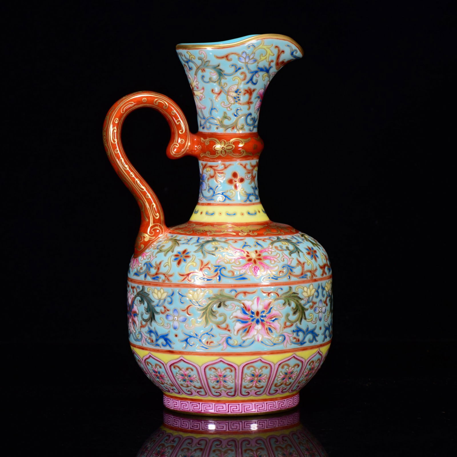 Chinese Gilt Gold Enamel Flower Design Porcelain HUA JIAO - 3