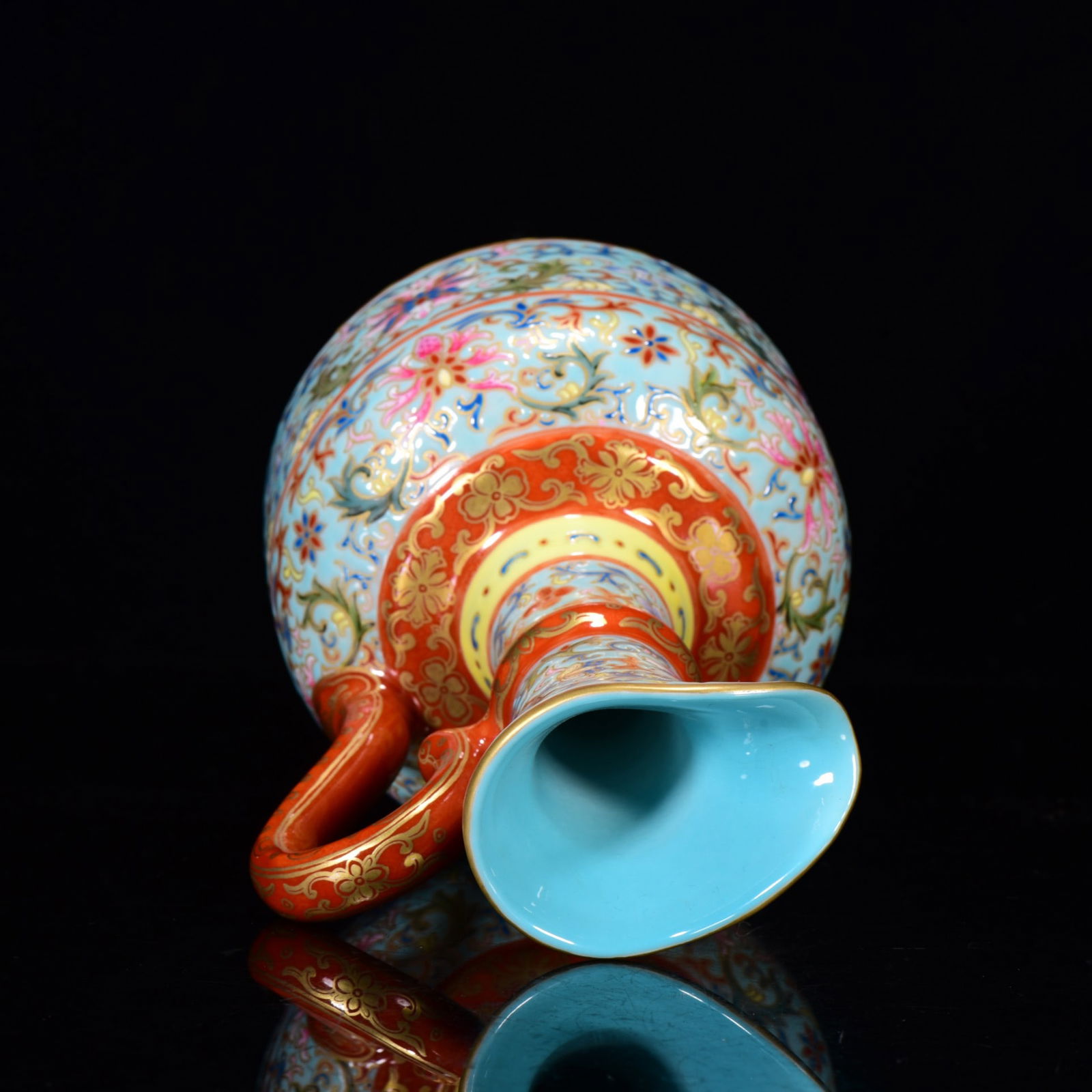 Chinese Gilt Gold Enamel Flower Design Porcelain HUA JIAO - 4