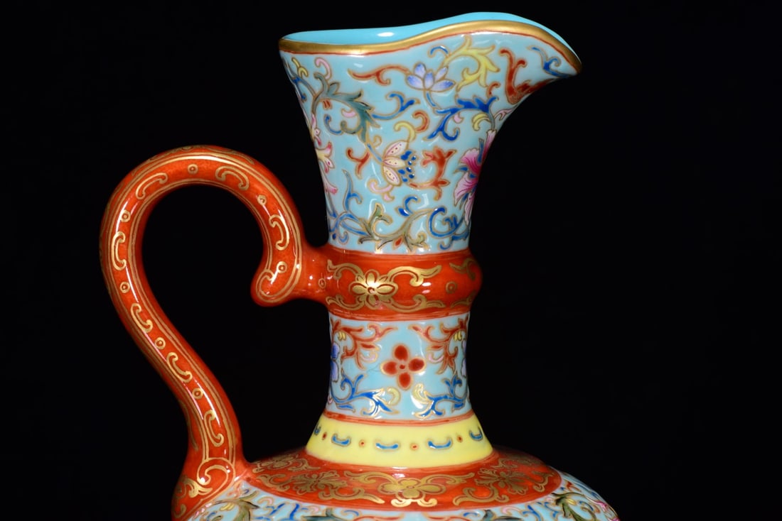 Chinese Gilt Gold Enamel Flower Design Porcelain HUA JIAO - 5