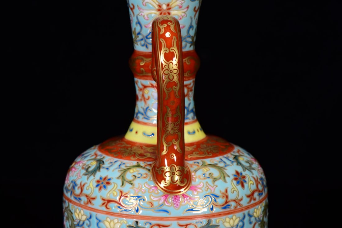 Chinese Gilt Gold Enamel Flower Design Porcelain HUA JIAO - 6