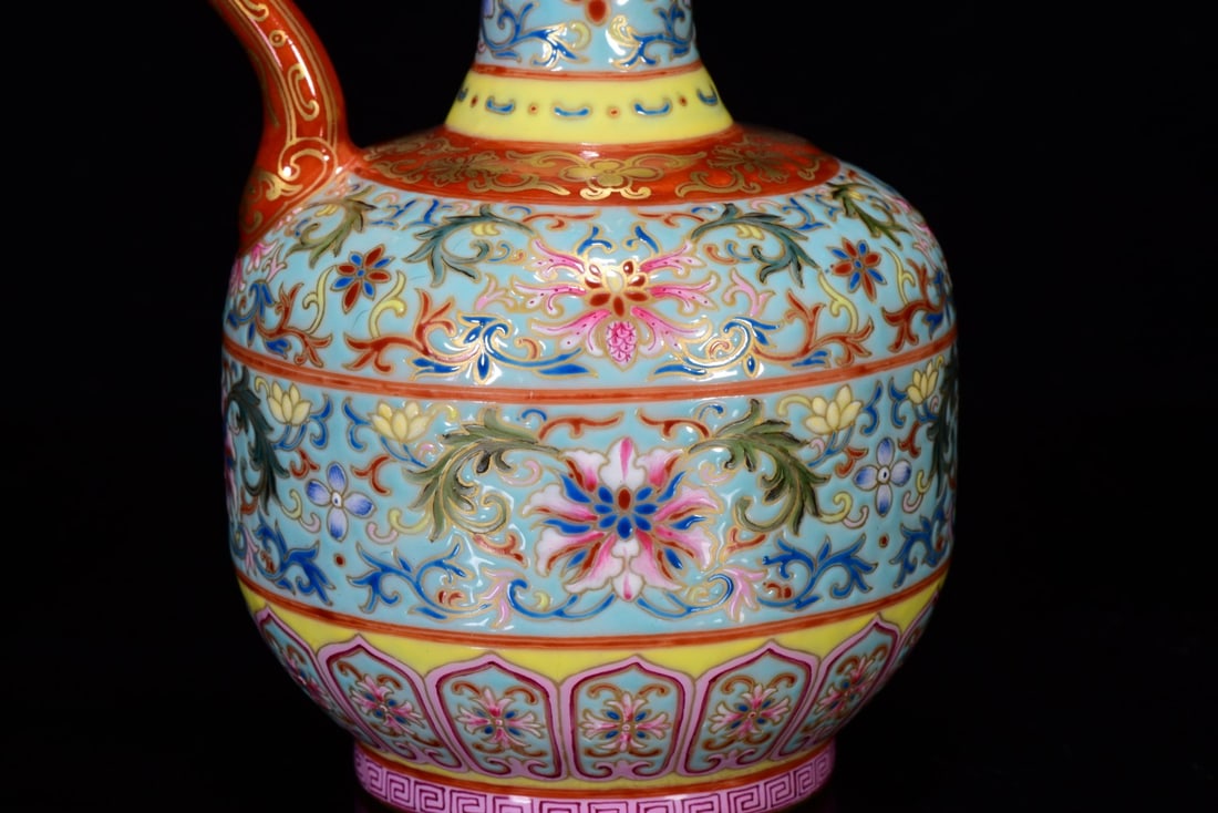 Chinese Gilt Gold Enamel Flower Design Porcelain HUA JIAO - 7