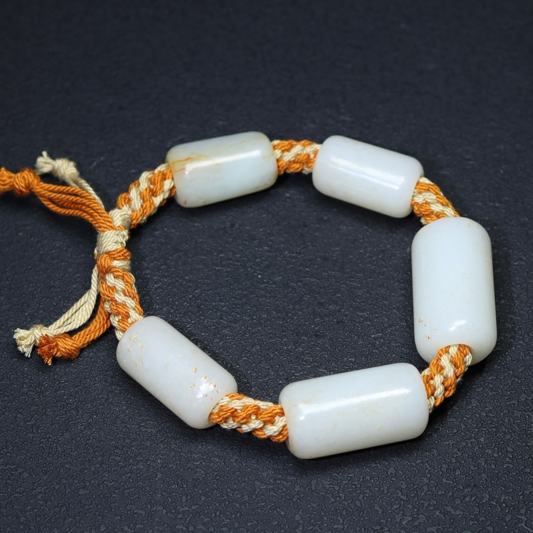 Hand knitting Chinese Hetian Jade Cong Hand Chain (1 of 6)