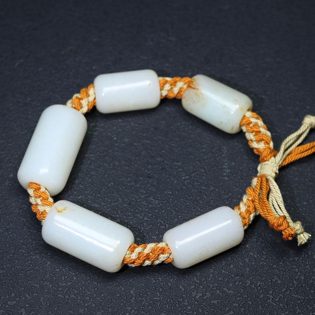 Hand knitting Chinese Hetian Jade Cong Hand Chain - 2