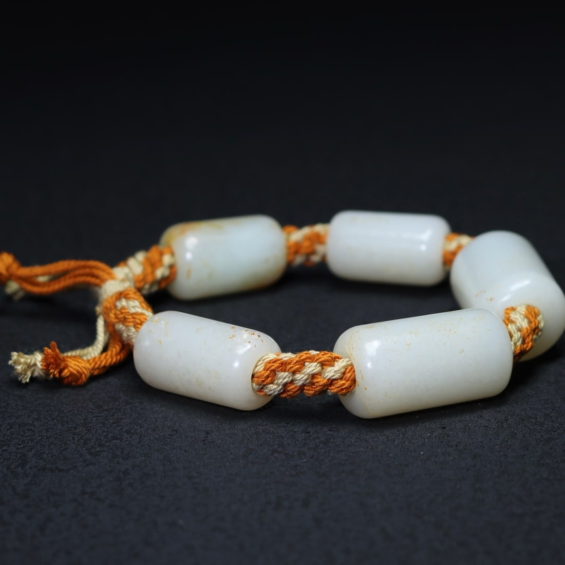 Hand knitting Chinese Hetian Jade Cong Hand Chain - 6