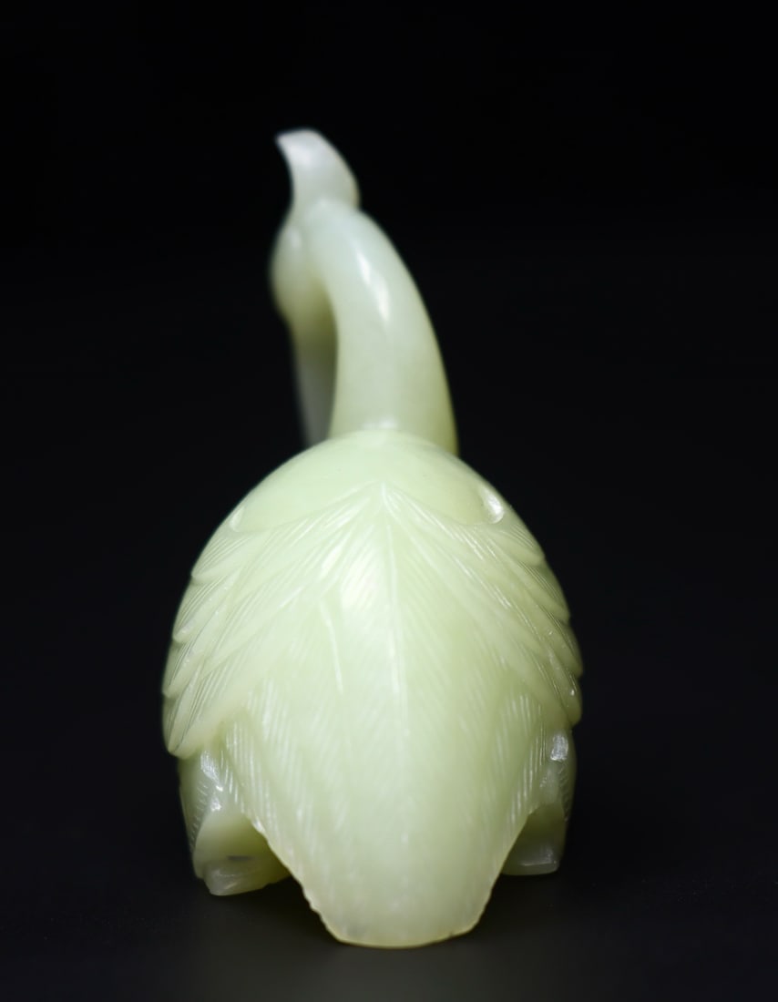 Chinese Hetian Jade Crane Statue - 4