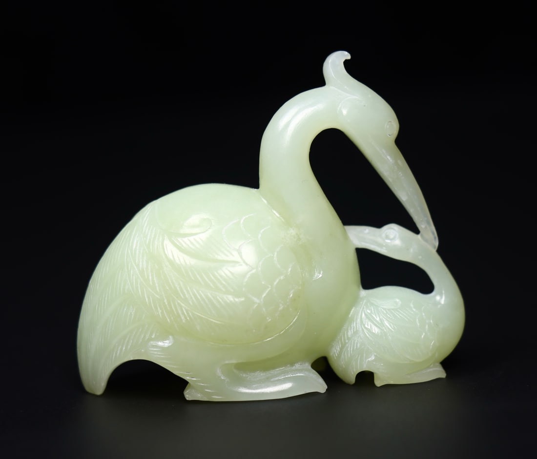 Chinese Hetian Jade Crane Statue - 5