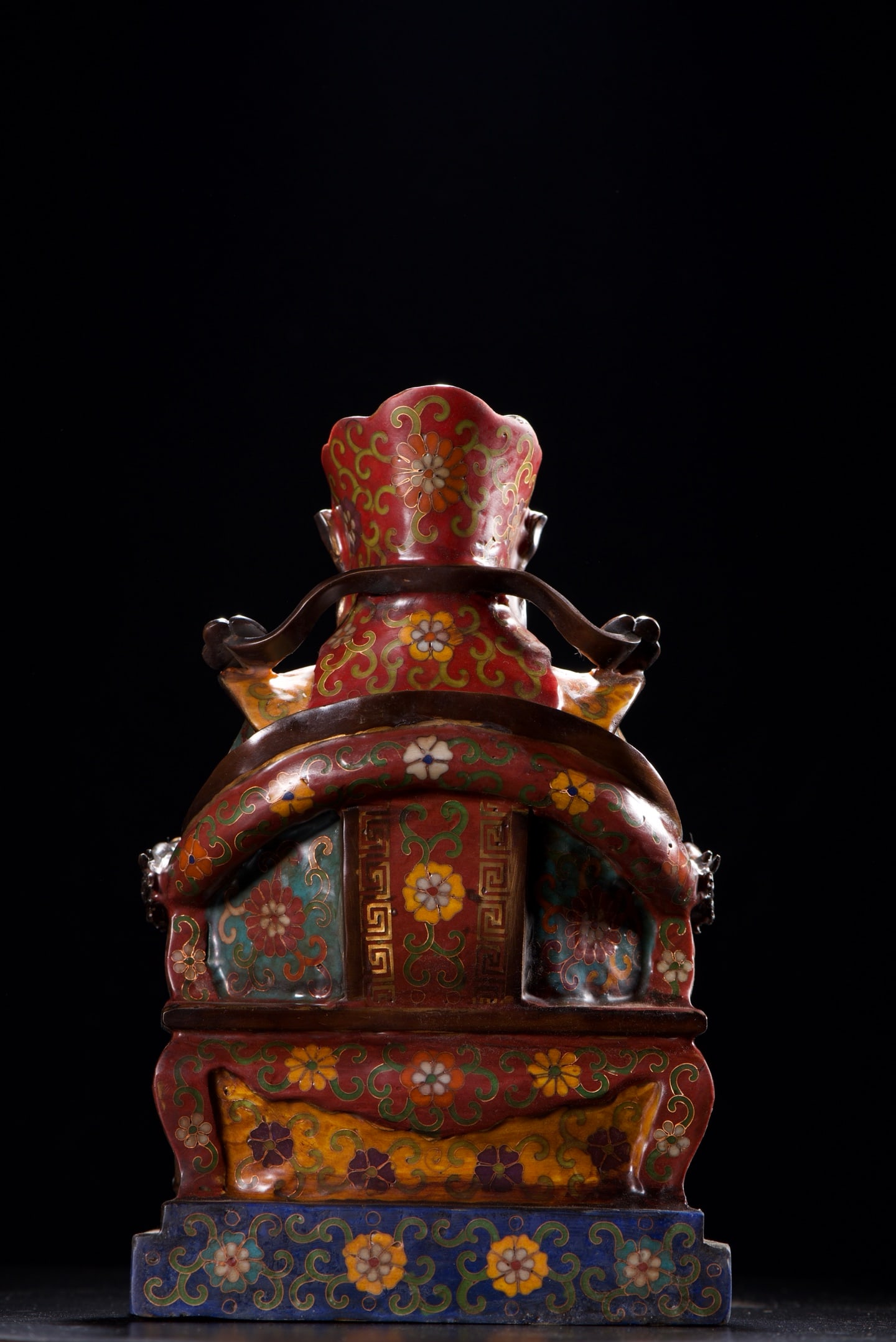 Old Chinese Bronze Cloisonne Fortune Taoism Deity Statue - 7