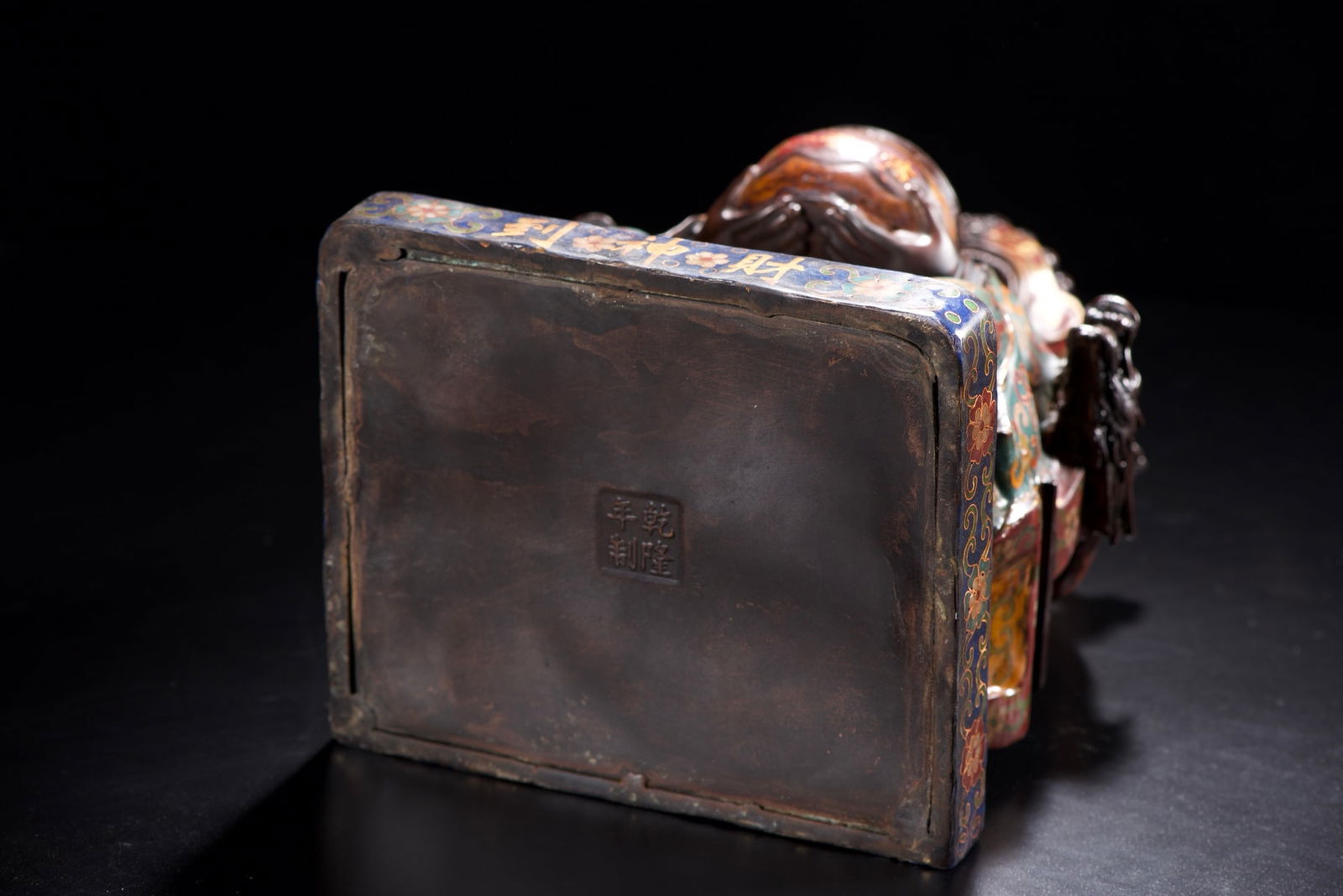 Old Chinese Bronze Cloisonne Fortune Taoism Deity Statue - 9