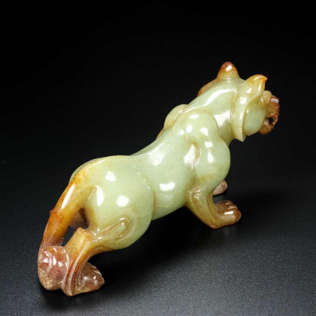 Old Chinese Hetian Jade Tigre Staute - 3