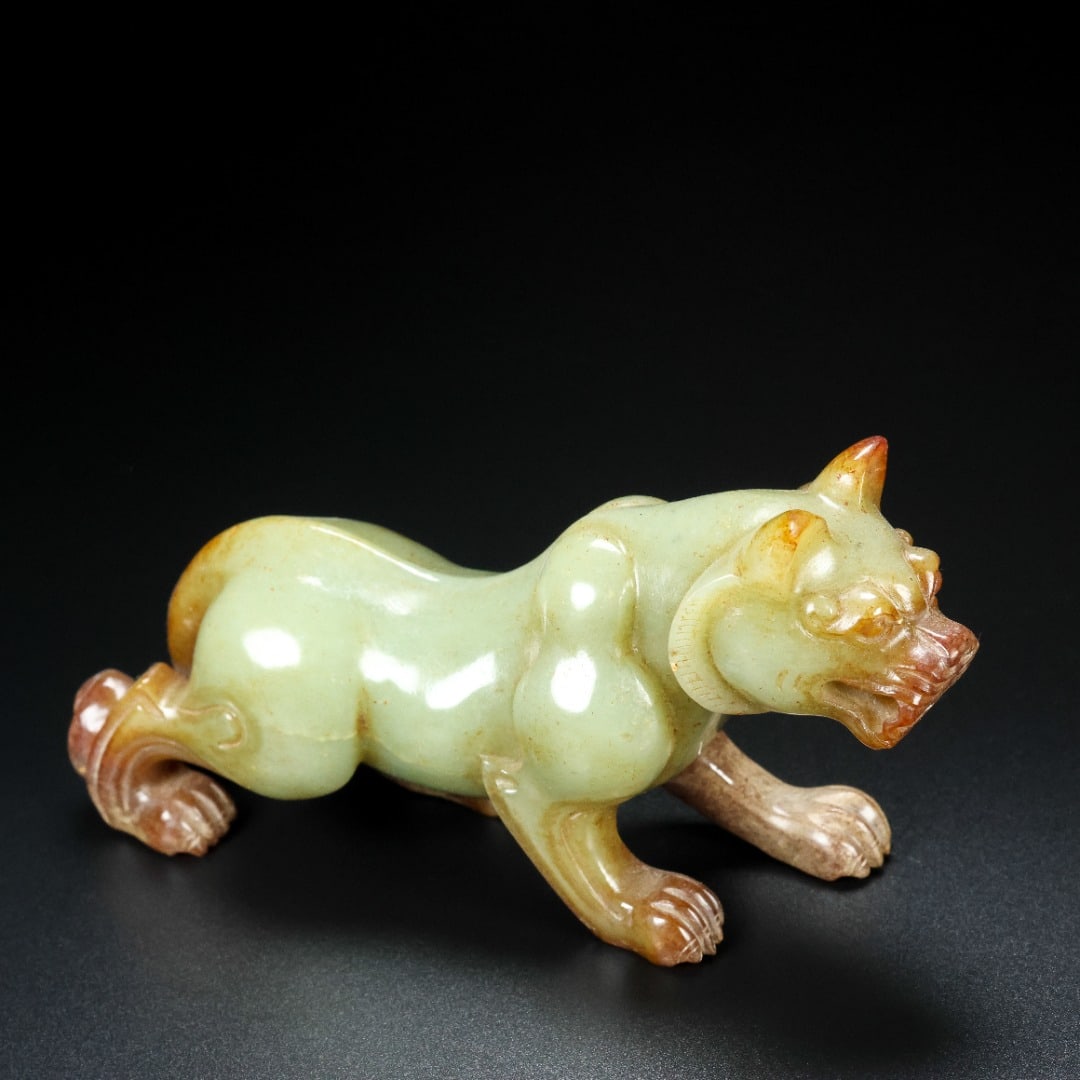 Old Chinese Hetian Jade Tigre Staute - 4