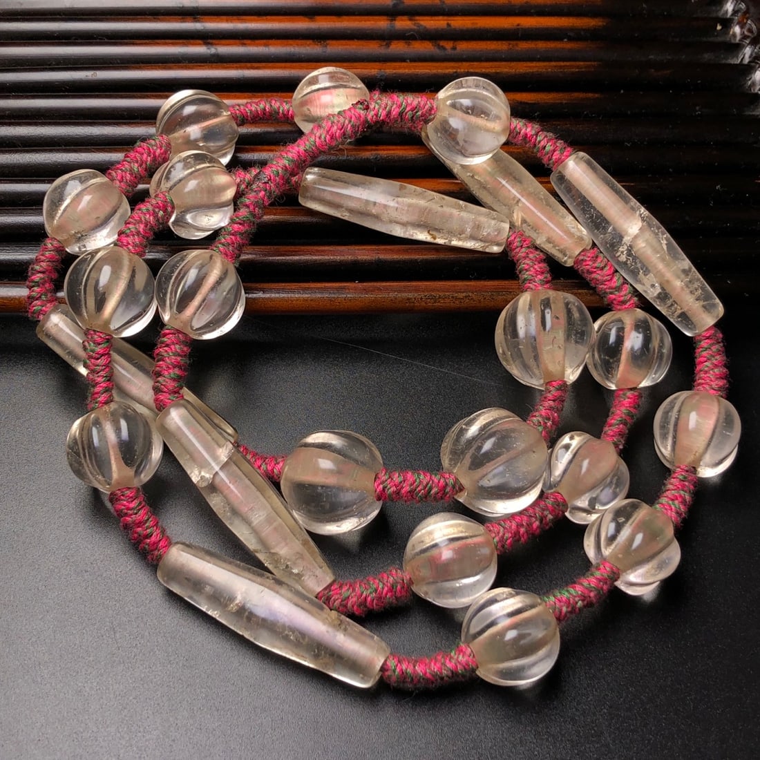 Hand knitting White Agate Necklace (1 of 9)