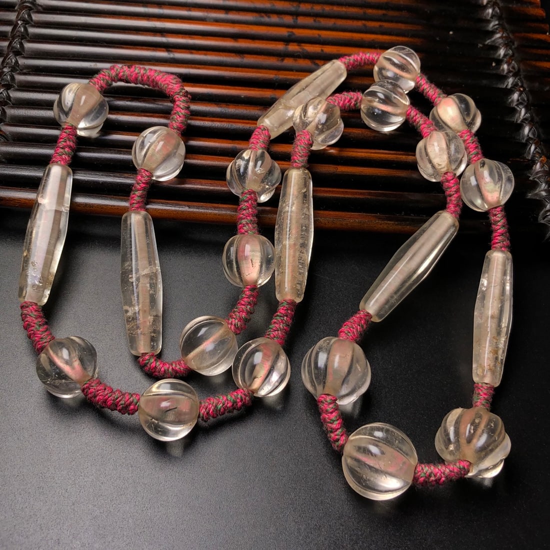 Hand knitting White Agate Necklace - 2