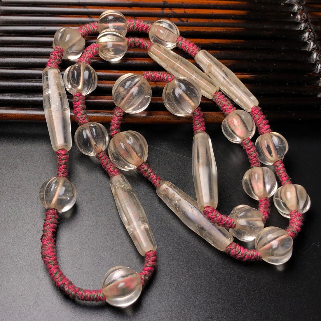 Hand knitting White Agate Necklace - 3