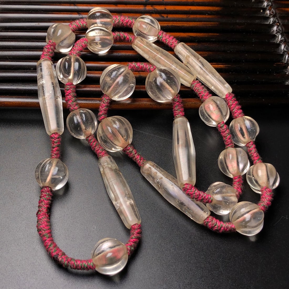 Hand knitting White Agate Necklace - 4