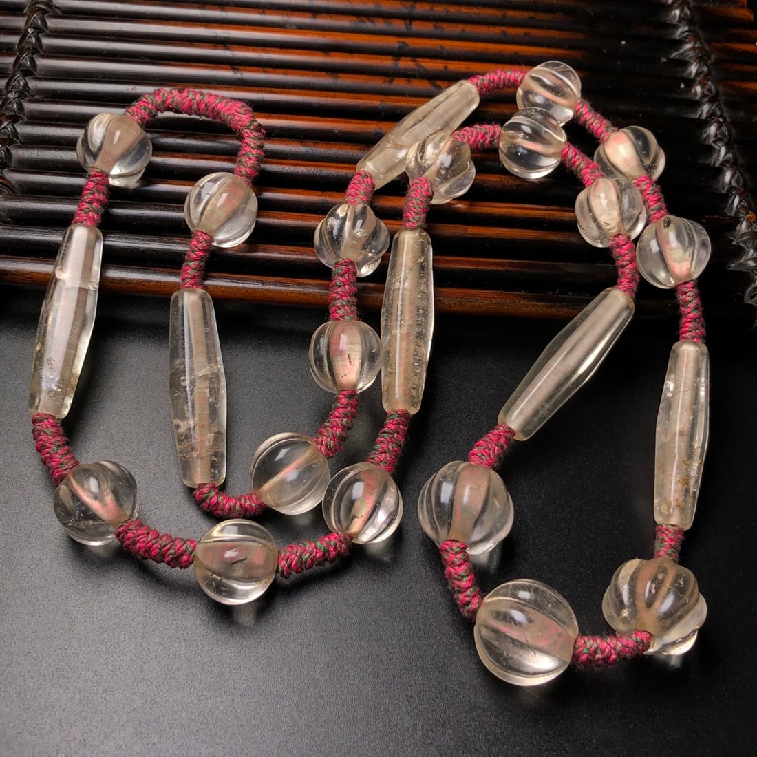 Hand knitting White Agate Necklace - 6