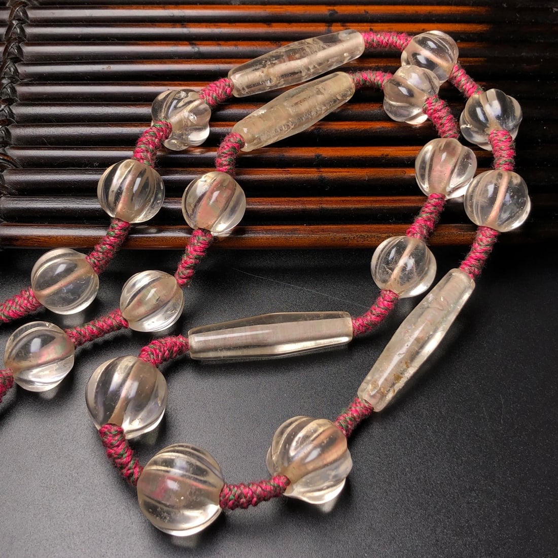 Hand knitting White Agate Necklace - 7