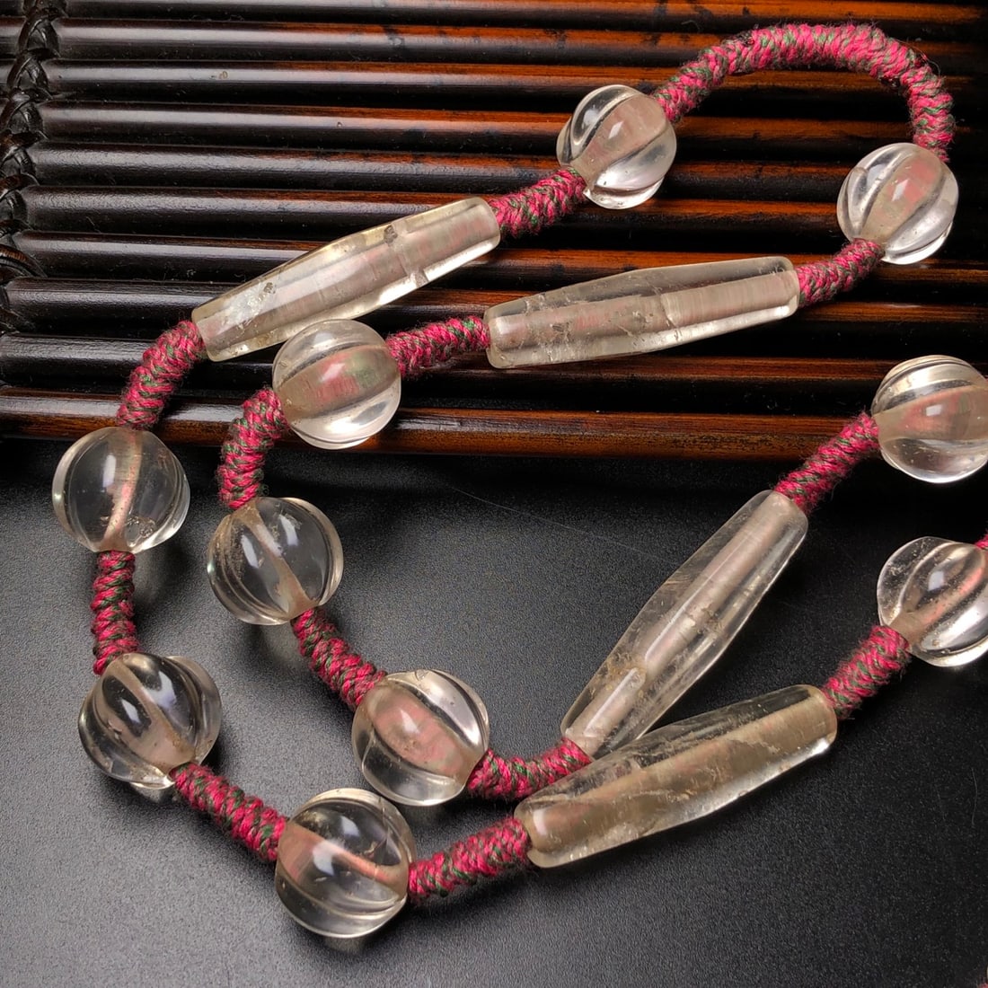 Hand knitting White Agate Necklace - 8