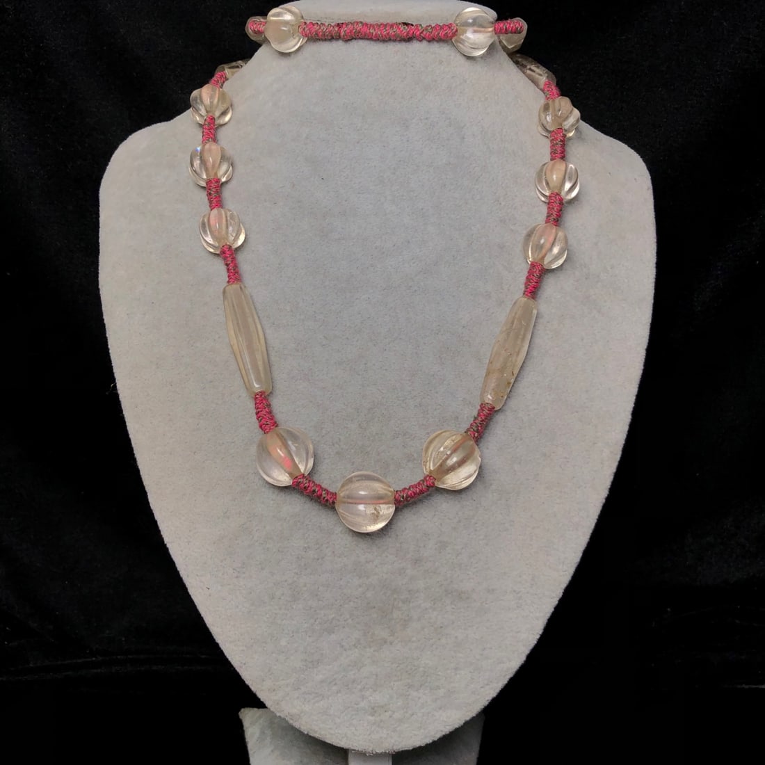 Hand knitting White Agate Necklace - 9