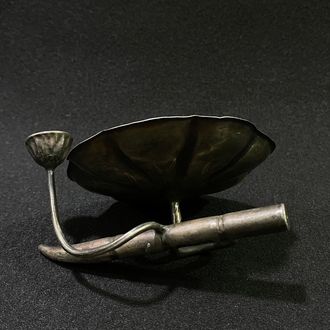 Old Chinese Pure Silver Lotus Small Statue - 3