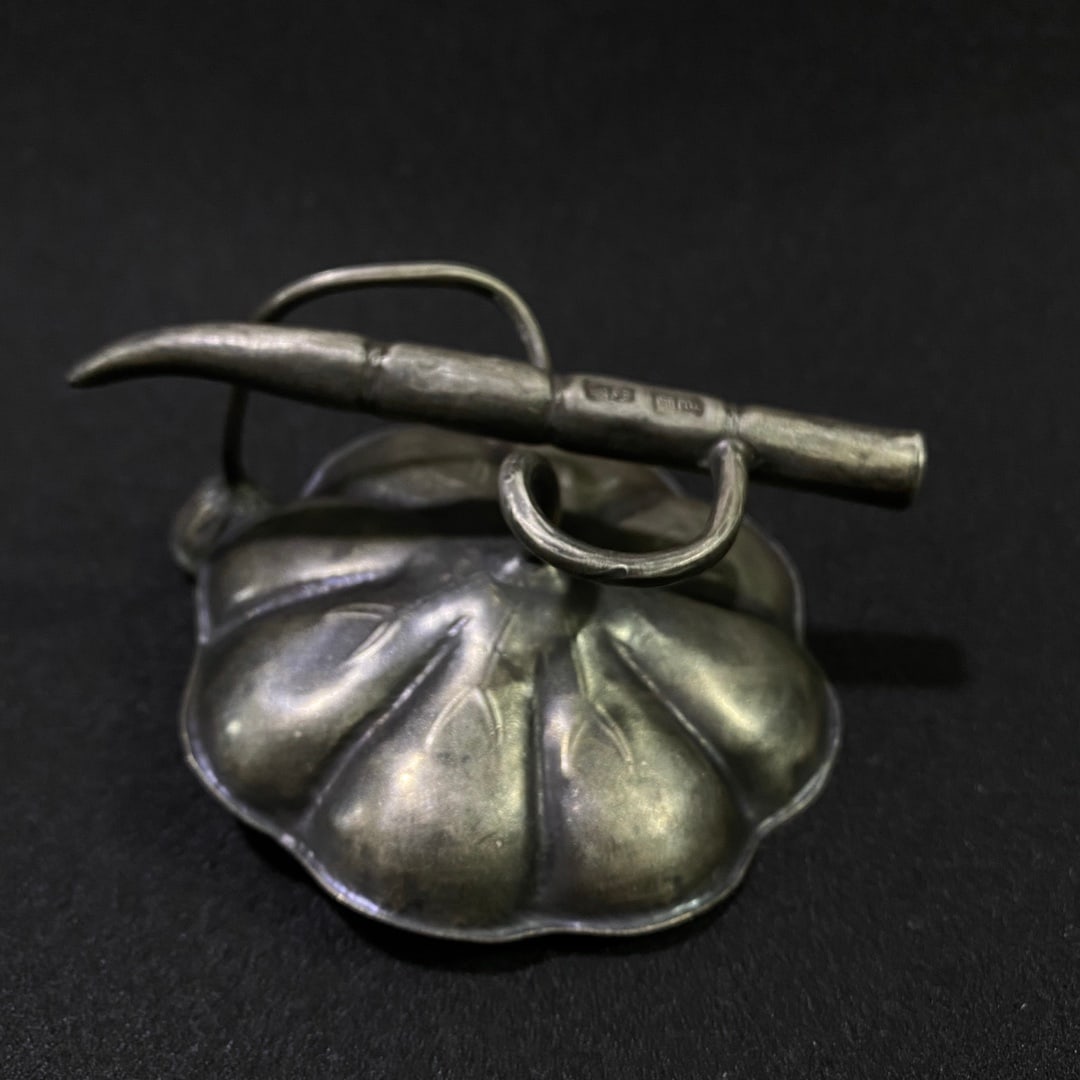 Old Chinese Pure Silver Lotus Small Statue - 4