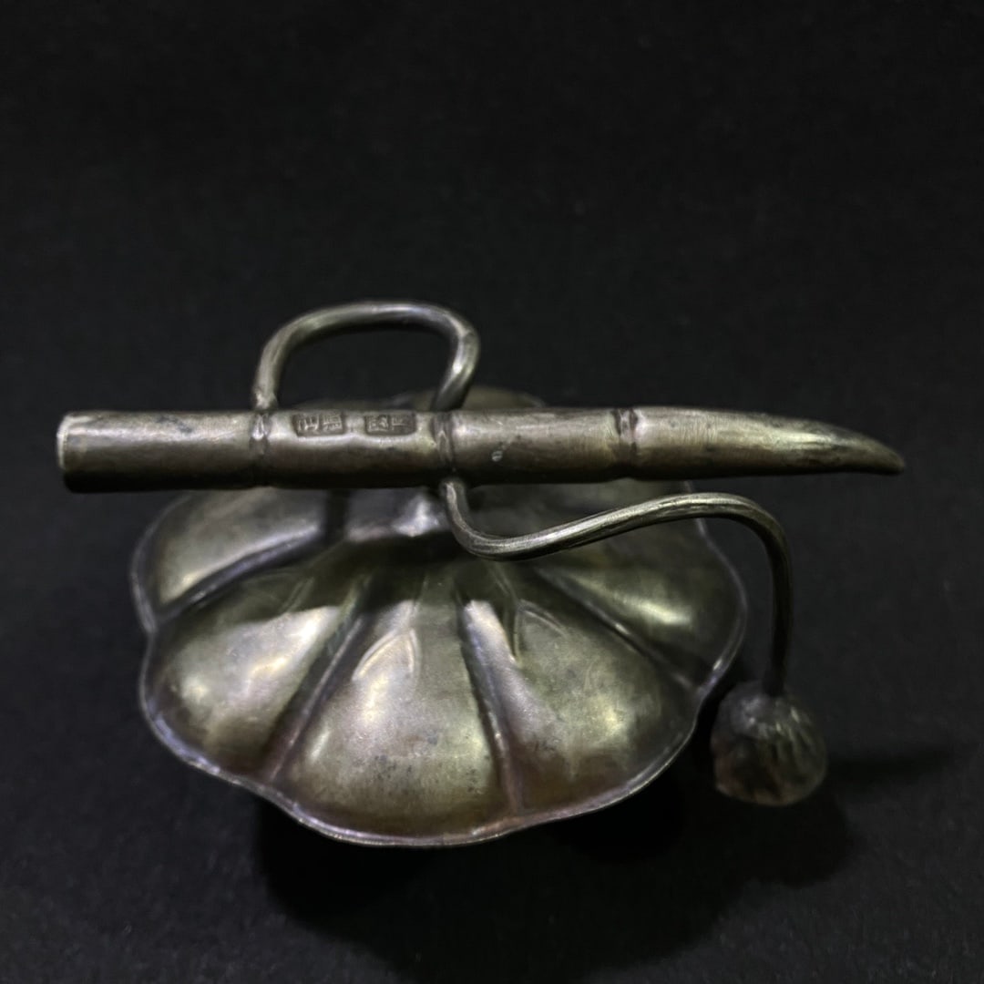 Old Chinese Pure Silver Lotus Small Statue - 6