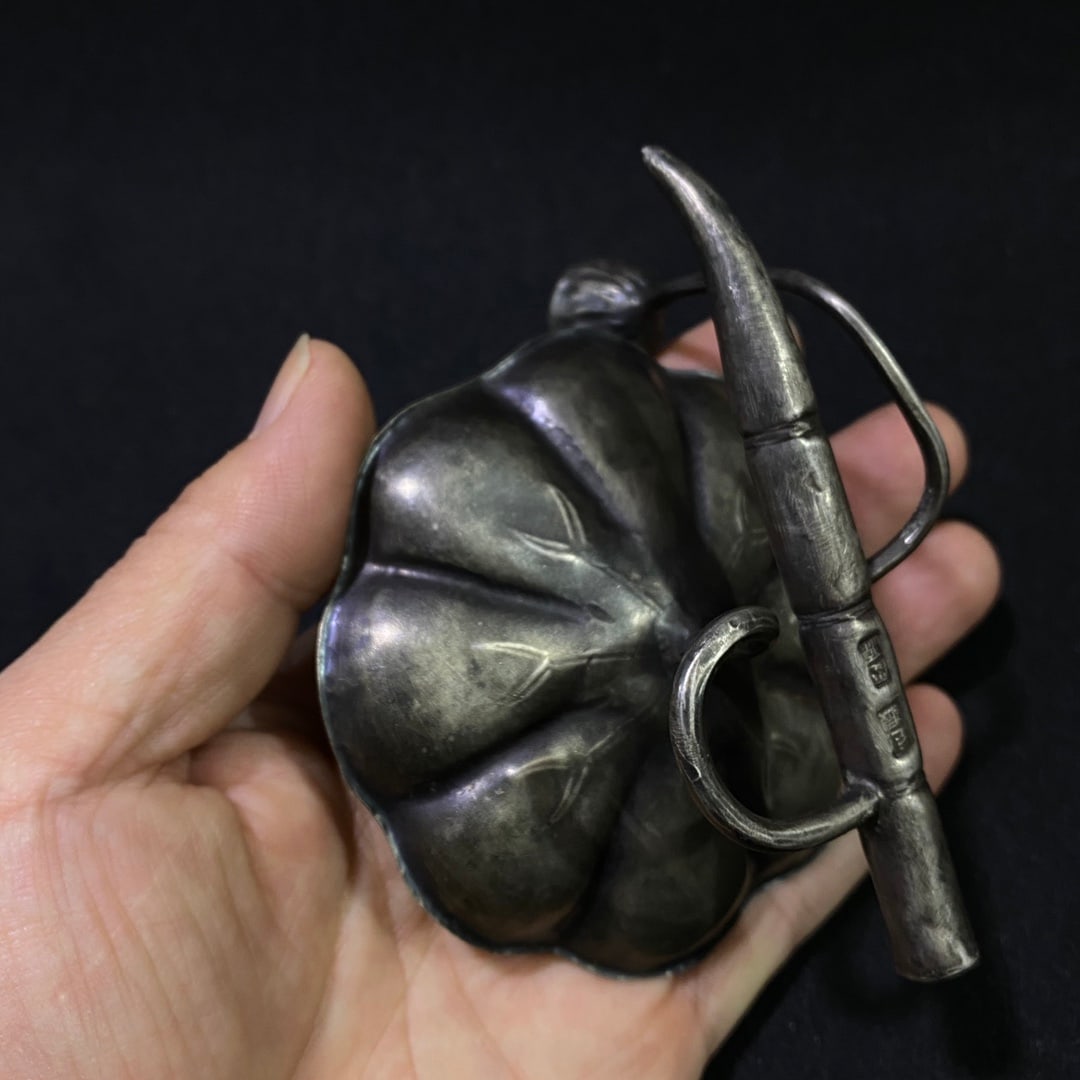 Old Chinese Pure Silver Lotus Small Statue - 8