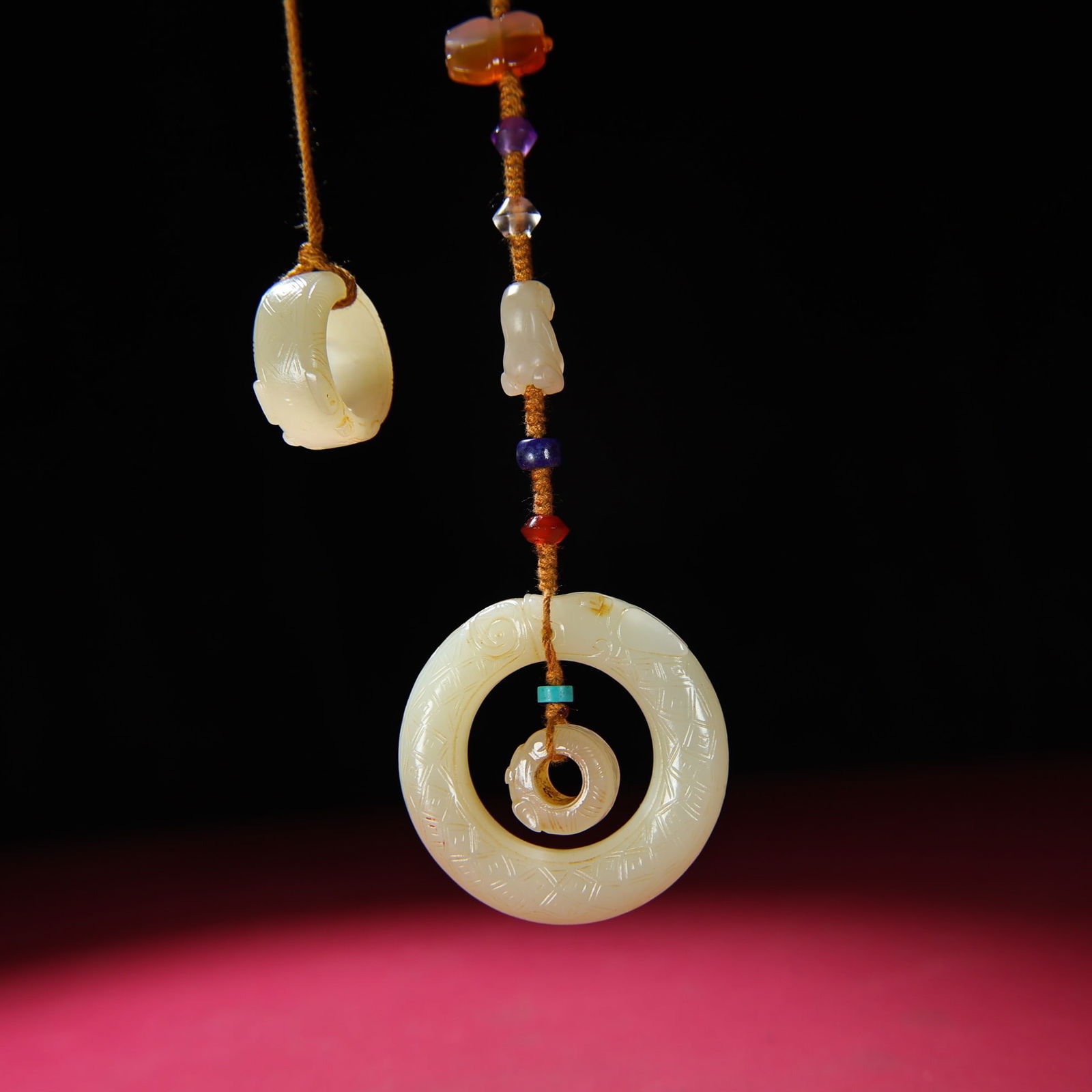 Superb Chinese Hetian Jade,lapis lazuli,agate,crystal Pendant - 5