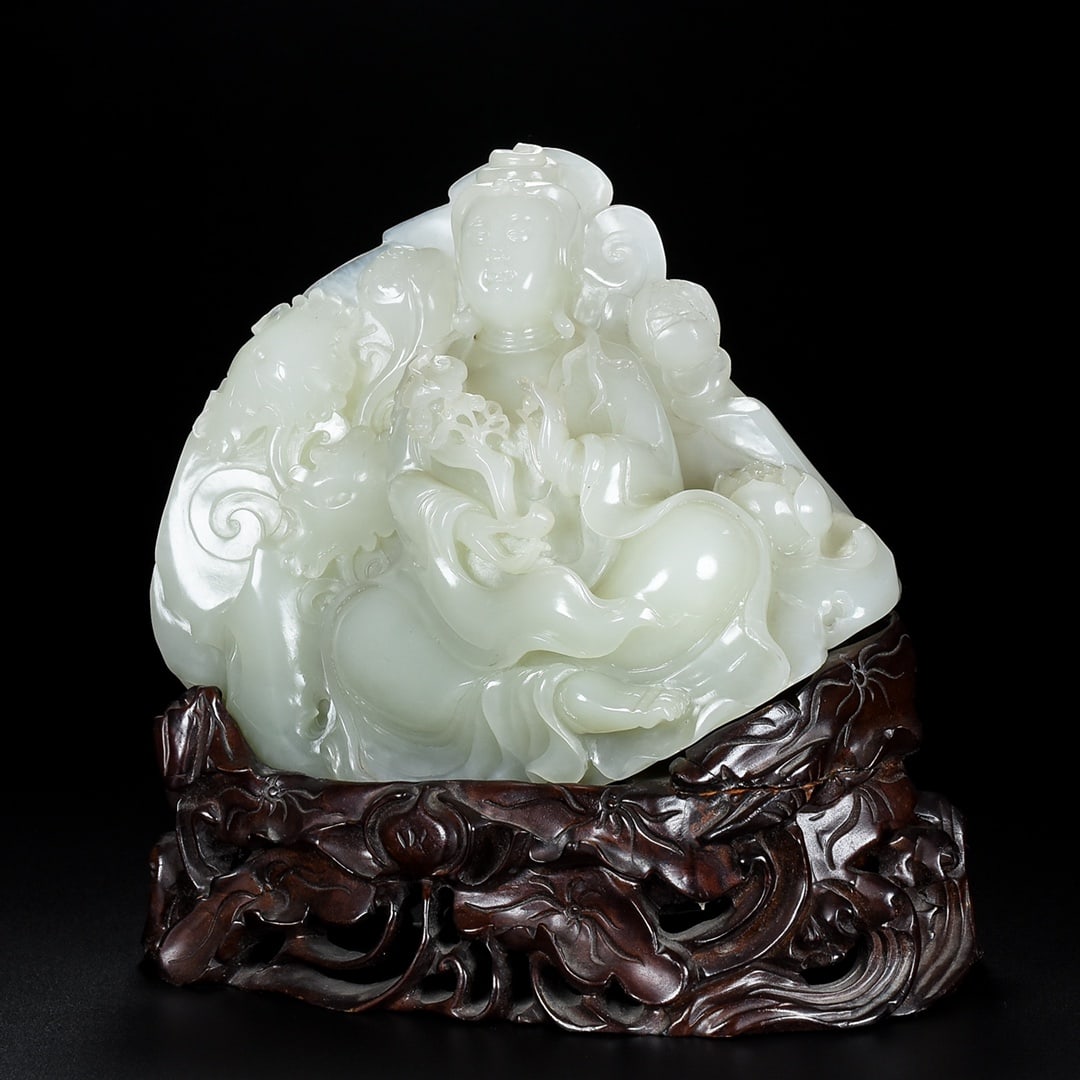 Superb Chinese Hetian Jade Kwan-yin Statue - 2