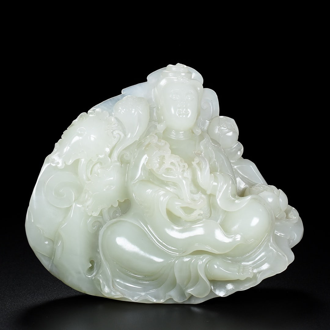 Superb Chinese Hetian Jade Kwan-yin Statue - 5