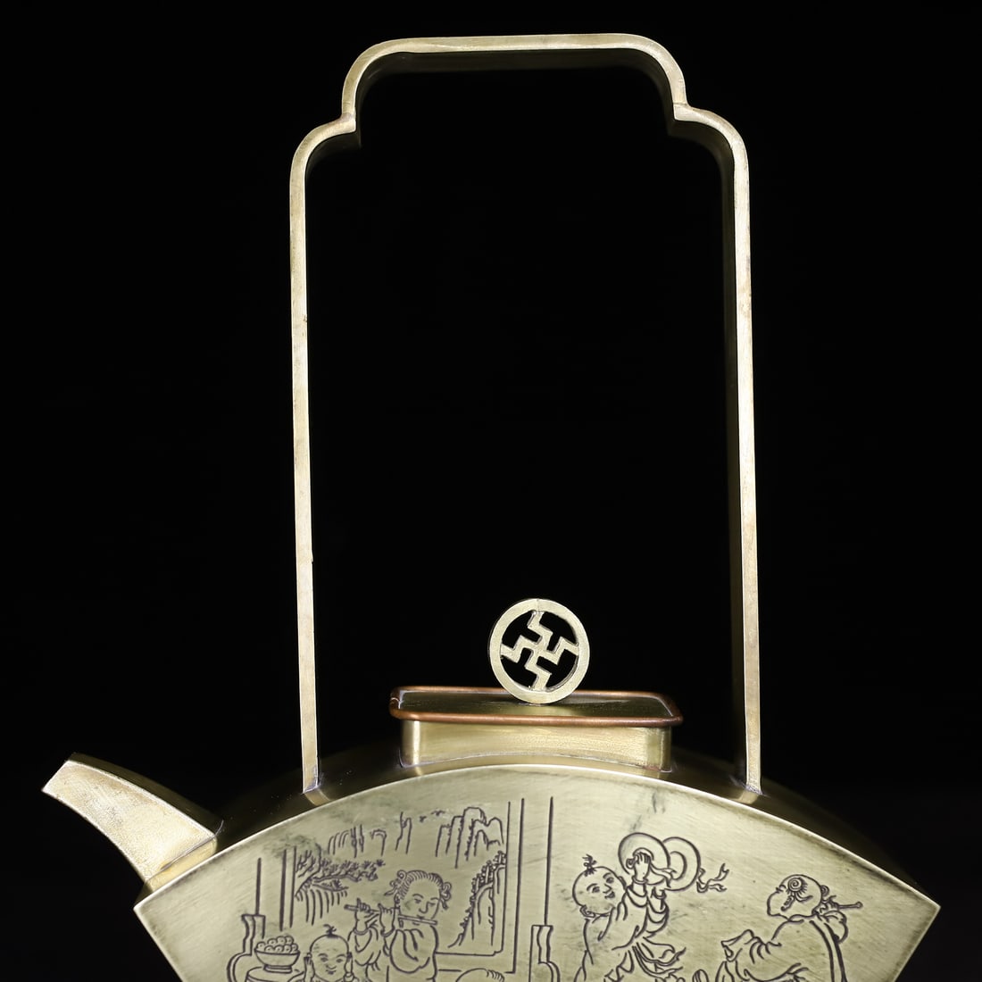 Chinese White Copper Handle Wine Pot - 2