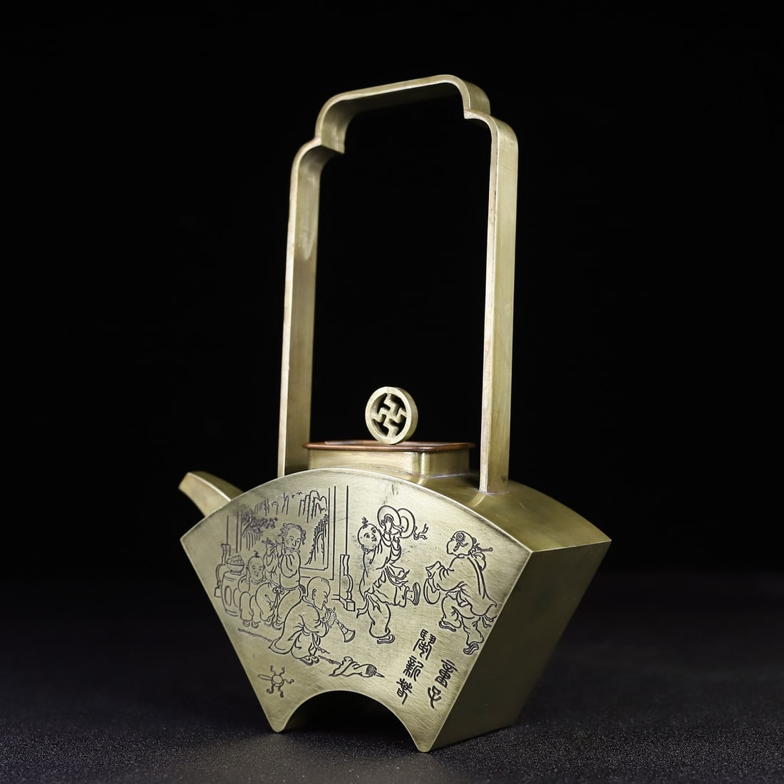 Chinese White Copper Handle Wine Pot - 4