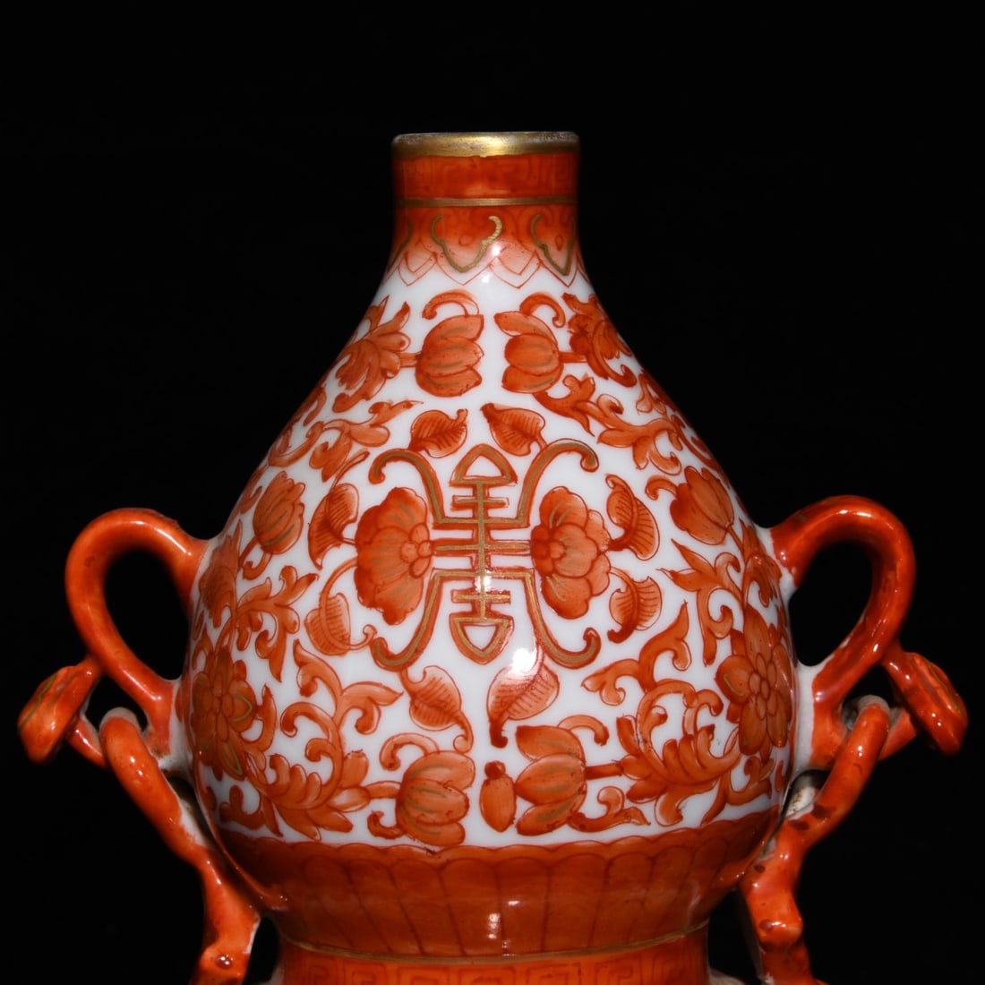 Chinese Rouge Red Glaze Porcelain Vase w Yongzheng Mark - 4