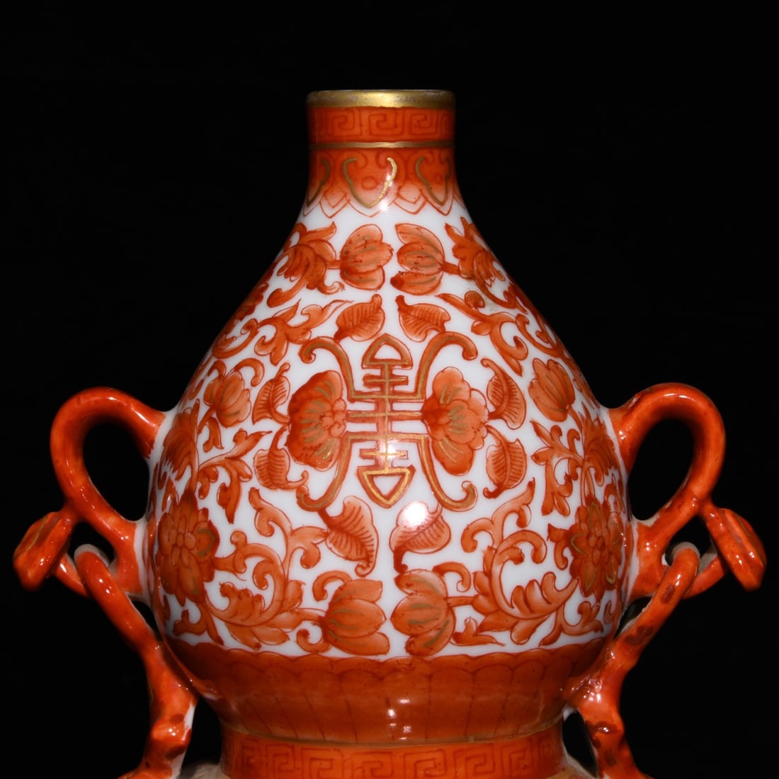 Chinese Rouge Red Glaze Porcelain Vase w Yongzheng Mark - 5