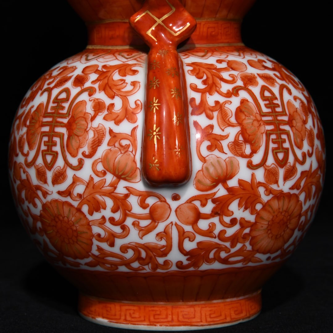 Chinese Rouge Red Glaze Porcelain Vase w Yongzheng Mark - 6