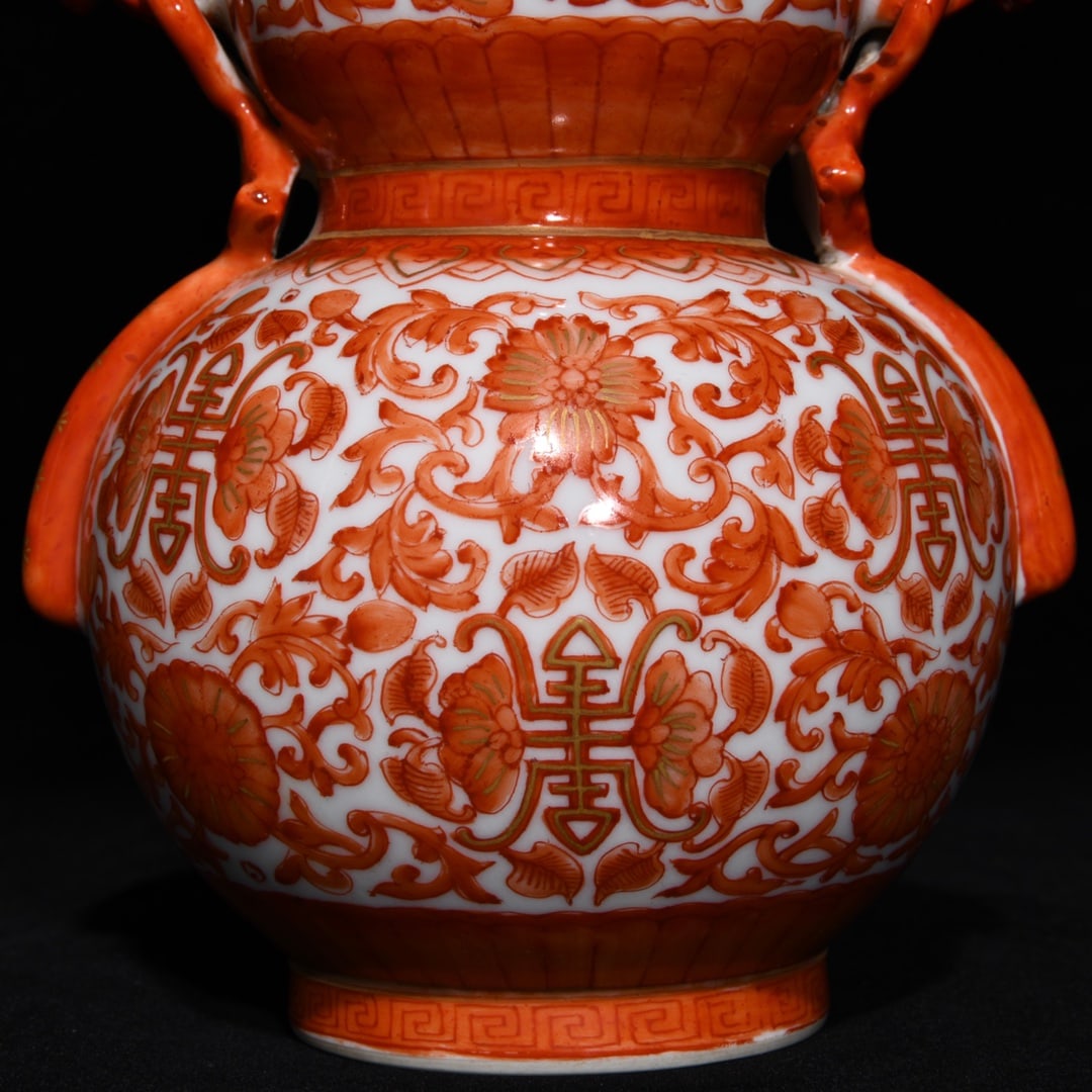 Chinese Rouge Red Glaze Porcelain Vase w Yongzheng Mark - 7