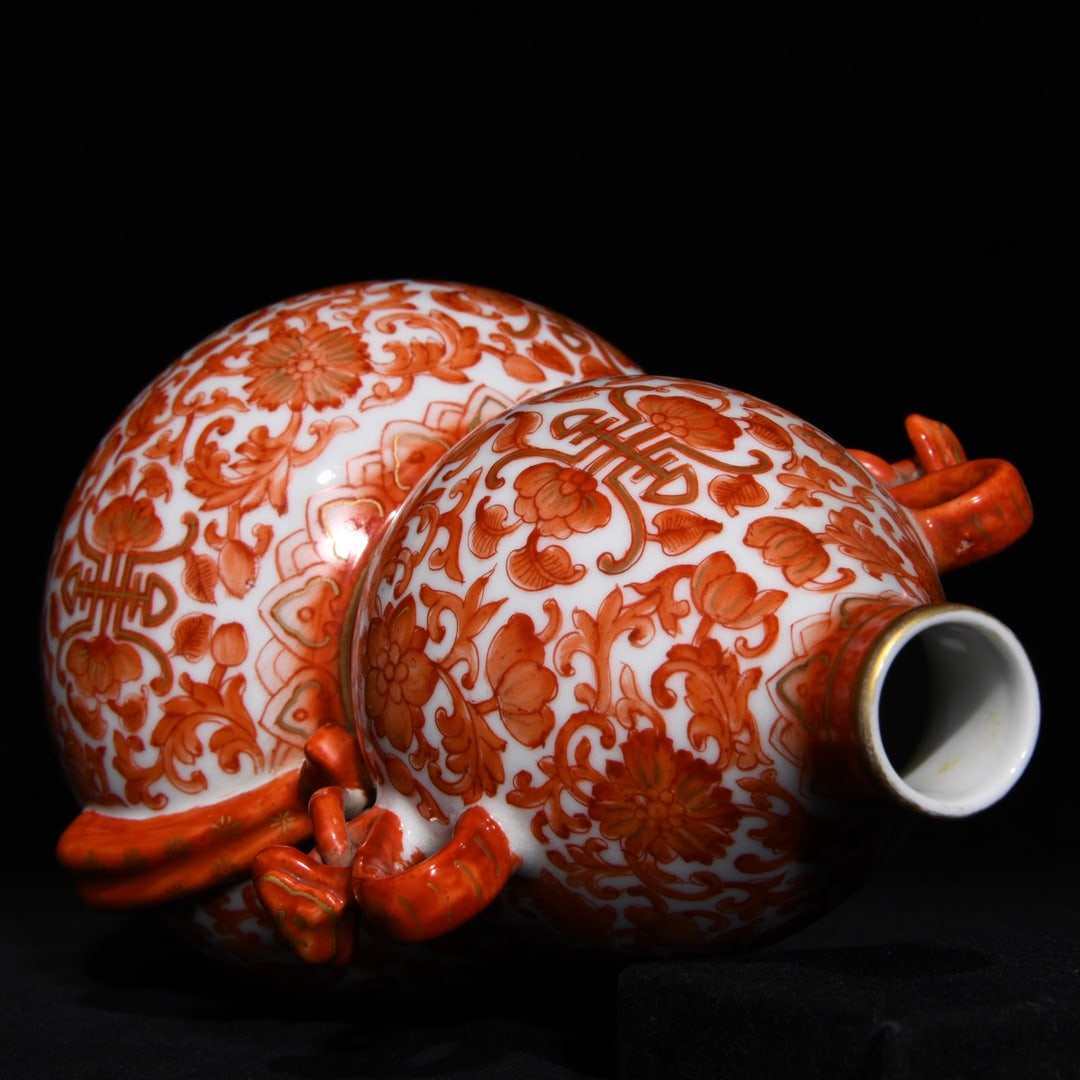 Chinese Rouge Red Glaze Porcelain Vase w Yongzheng Mark - 8