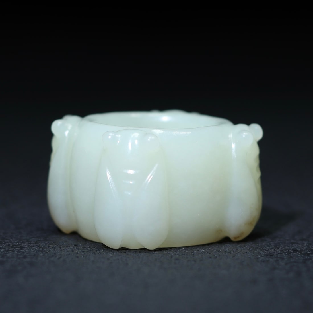 Inside Diameter 22.5mm Chinese Hetian Jade Cicada Thumb Ring - 4