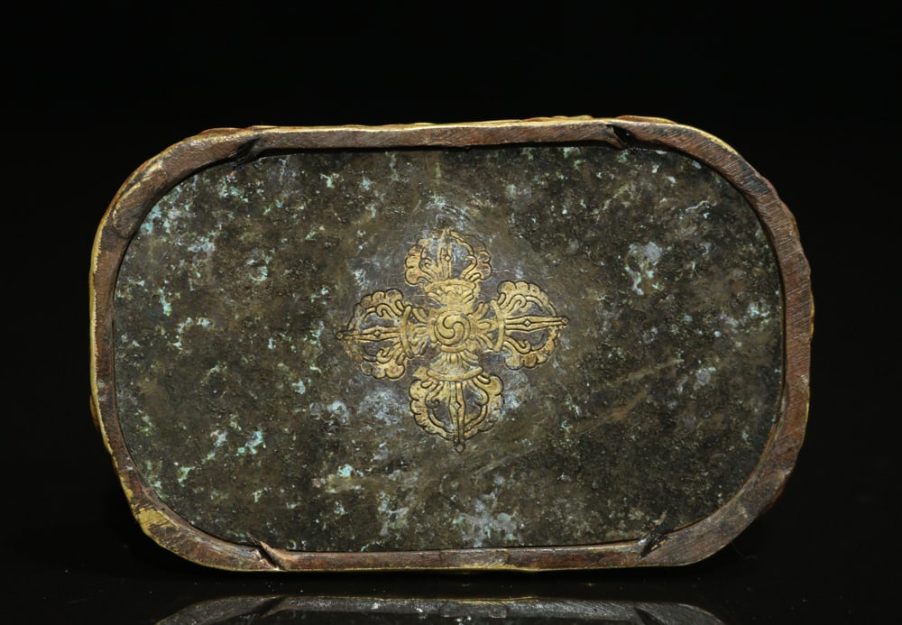 Old Chinese Gilt Gold Copper Manjusri & Lion Statue - 9