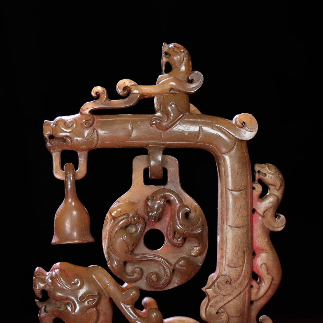 Old Chinese Hetian Jade Beast Statue - 2
