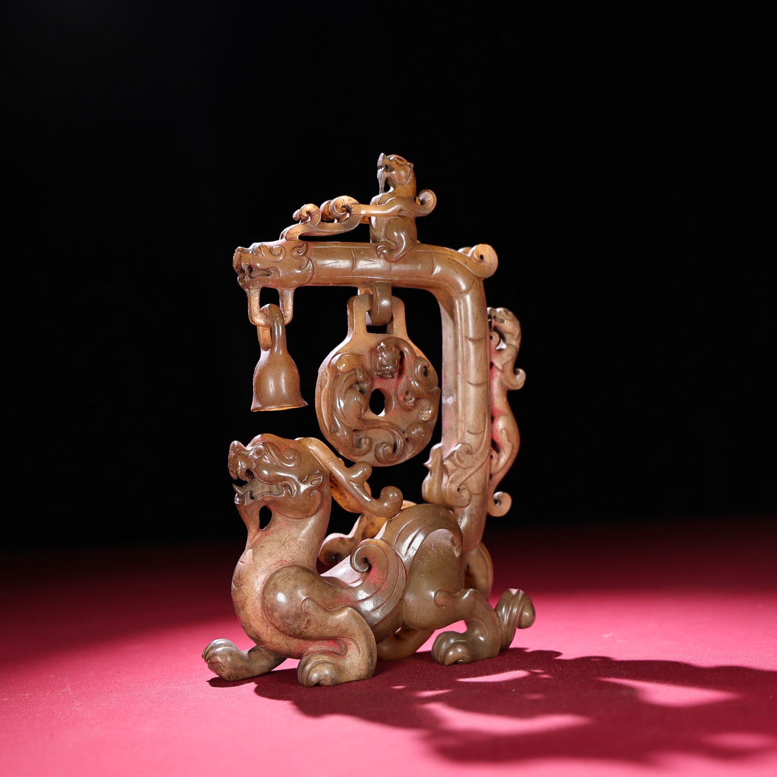 Old Chinese Hetian Jade Beast Statue - 5
