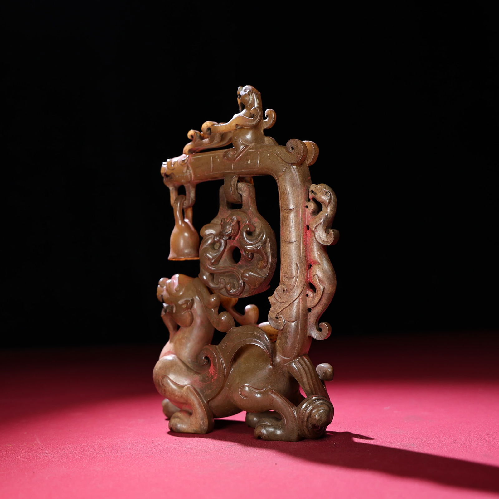 Old Chinese Hetian Jade Beast Statue - 6