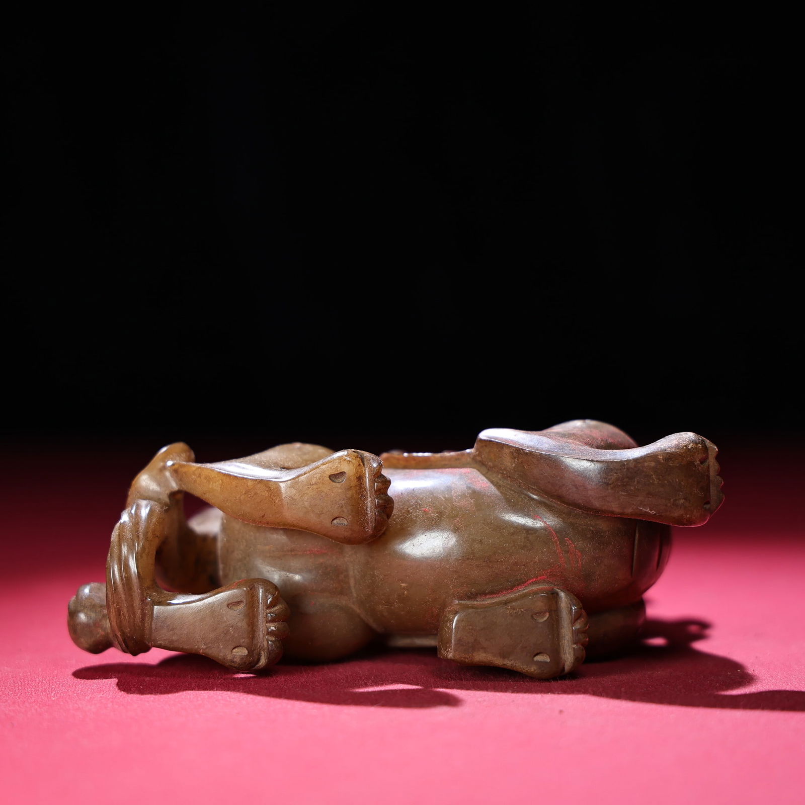 Old Chinese Hetian Jade Beast Statue - 9