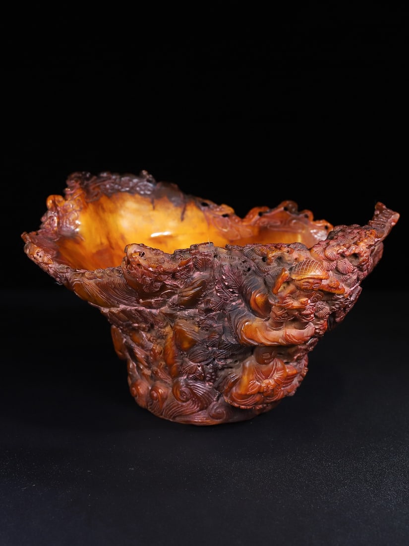 Hand Carved Ox Horn Bowl - 2