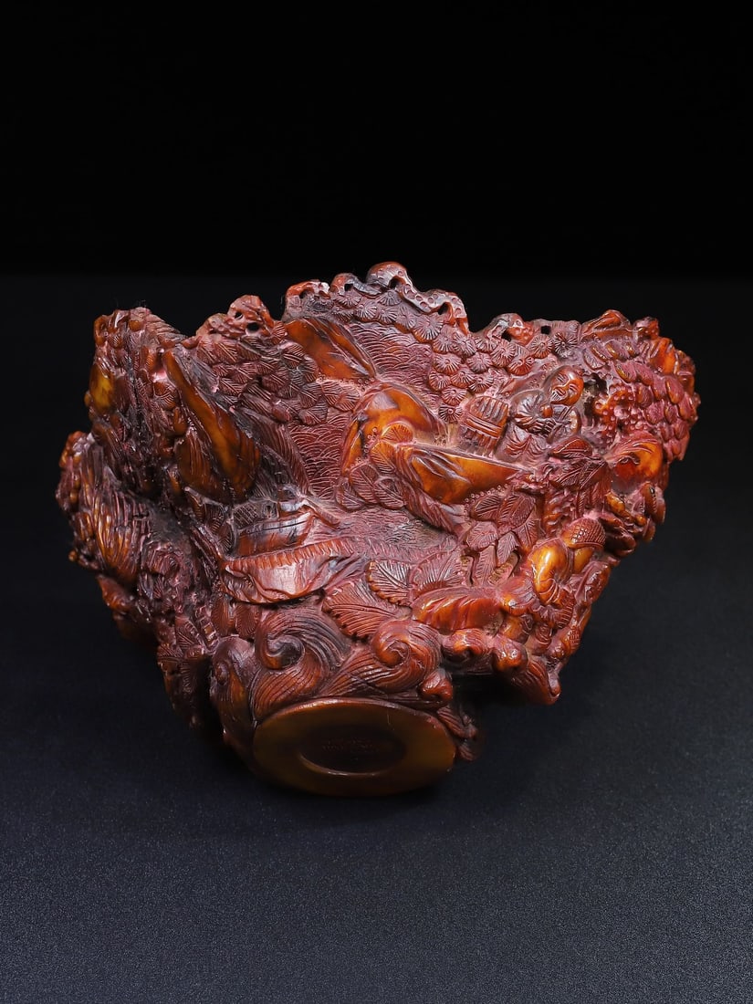 Hand Carved Ox Horn Bowl - 4