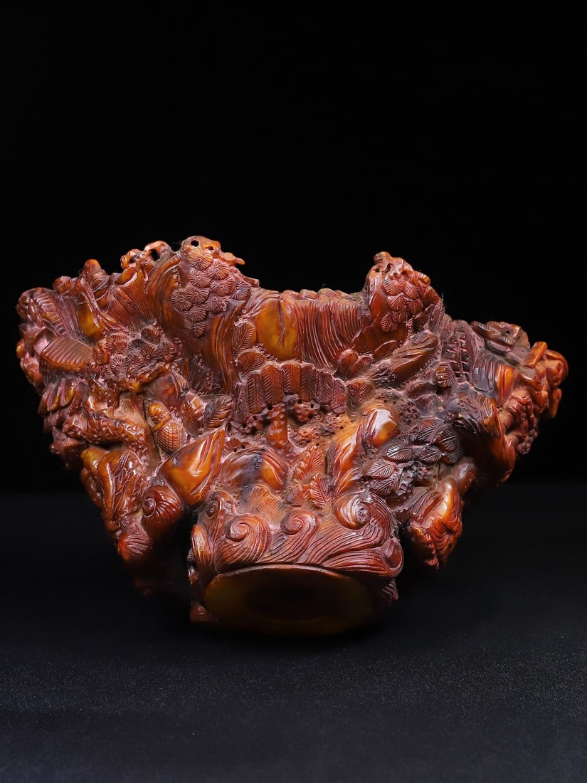 Hand Carved Ox Horn Bowl - 5