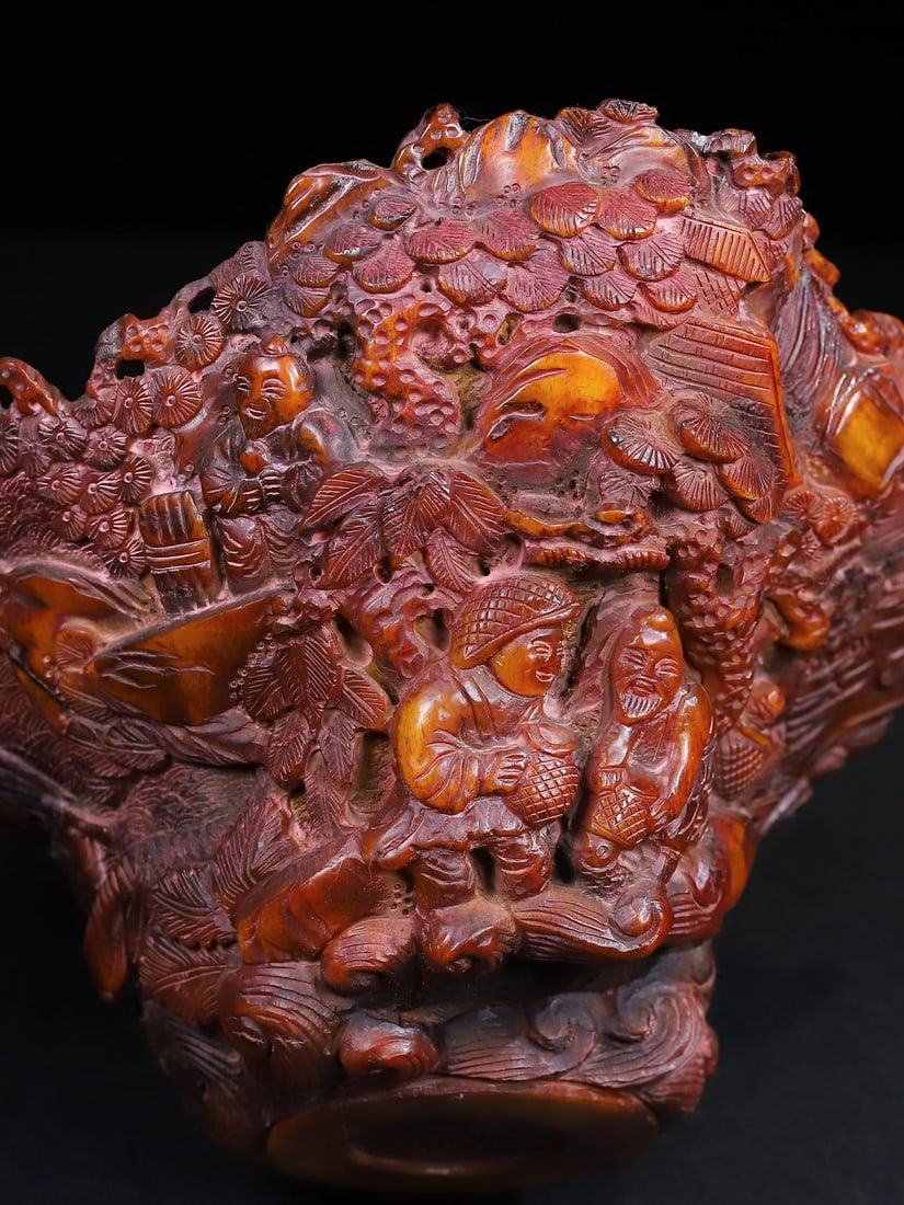 Hand Carved Ox Horn Bowl - 6